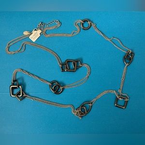 Lia Sophia black/silver square/circle long necklace